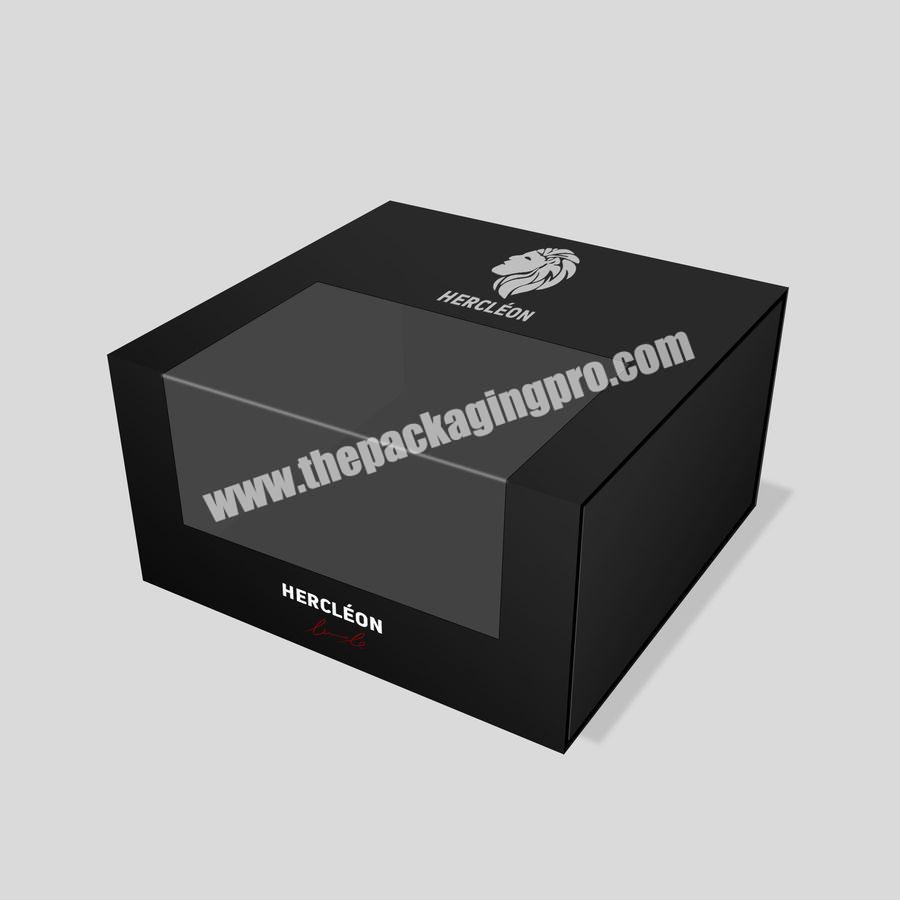 black custom magnetic baseball cap black hat snapback packaging Box