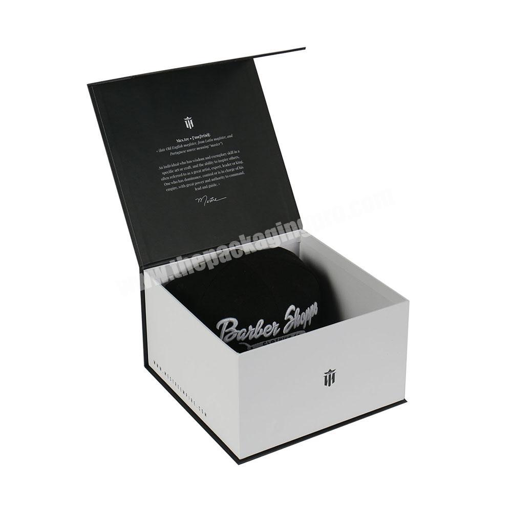black custom packaging baseball cap magnetic box