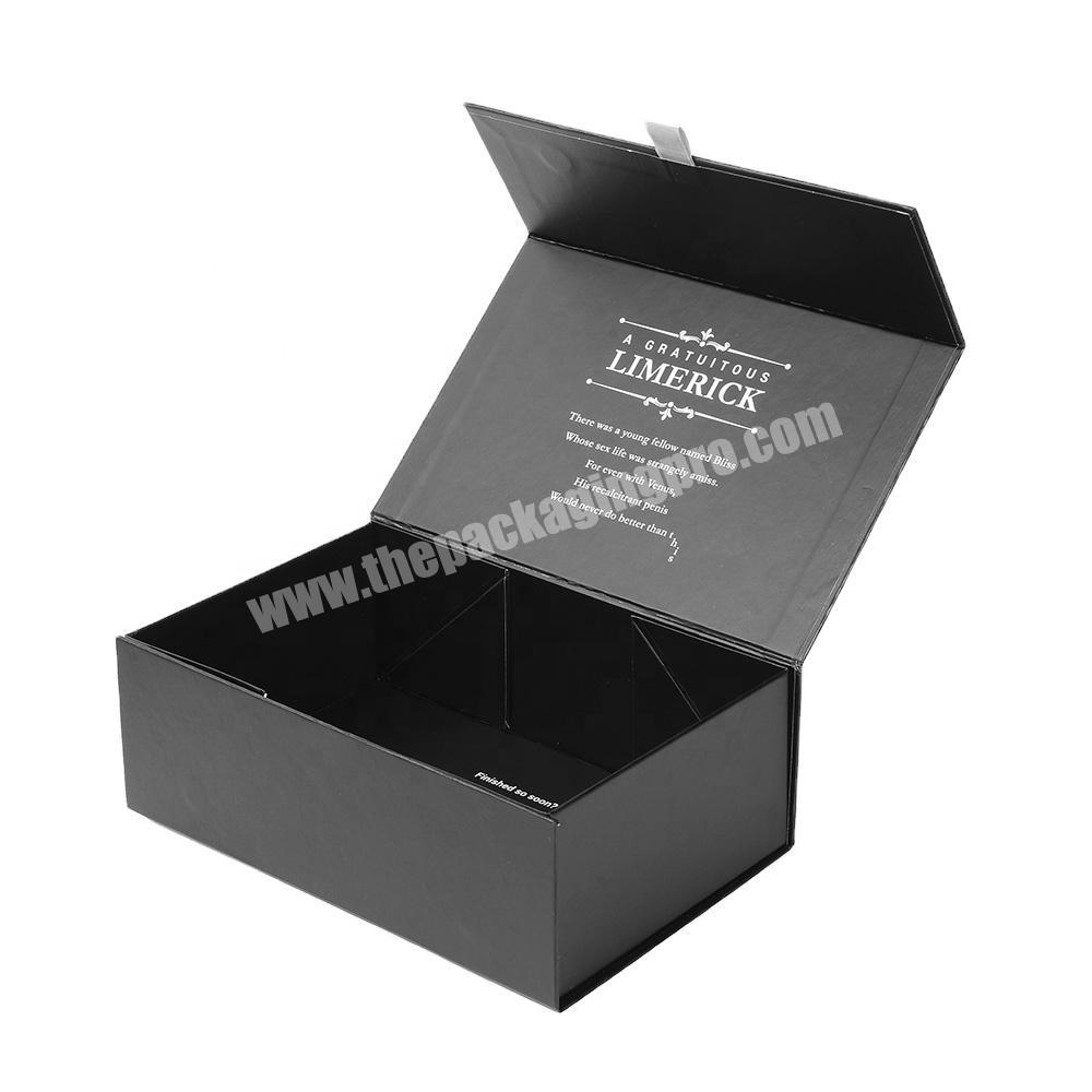 Black Custom Printed Wholesale Luxury Foldable Paper Flap Clothing Apparel Gift Folding Magnetic Packaging Box For Skincare