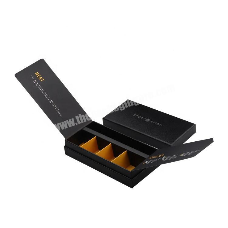 Black Custom Rigid Cardboard Paper Storage Box with Two wings for Gift