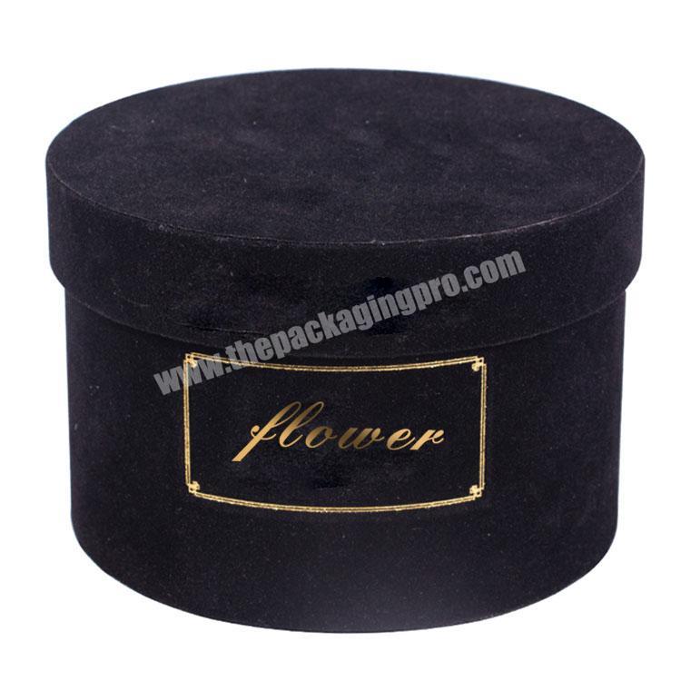 Black cylinder golden stamping wholesale flower box round box for flowers