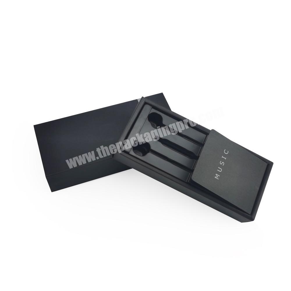 black earbuds headphones packaging earphone set box,cardboard printable headset packaging box