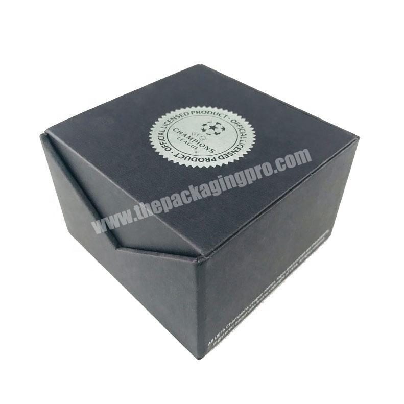 black embossing paper rigid tuck top box with flip lid for gift packaging