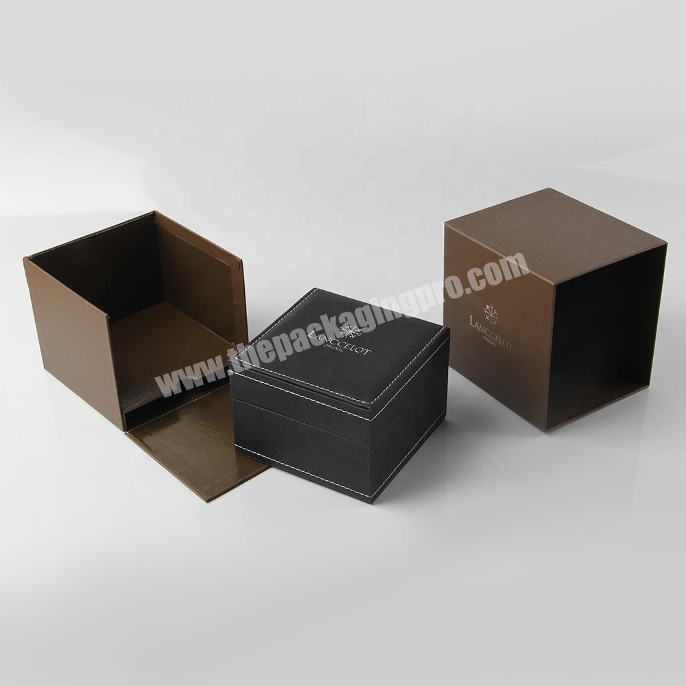 black fake leather wrist watch box for watches packing