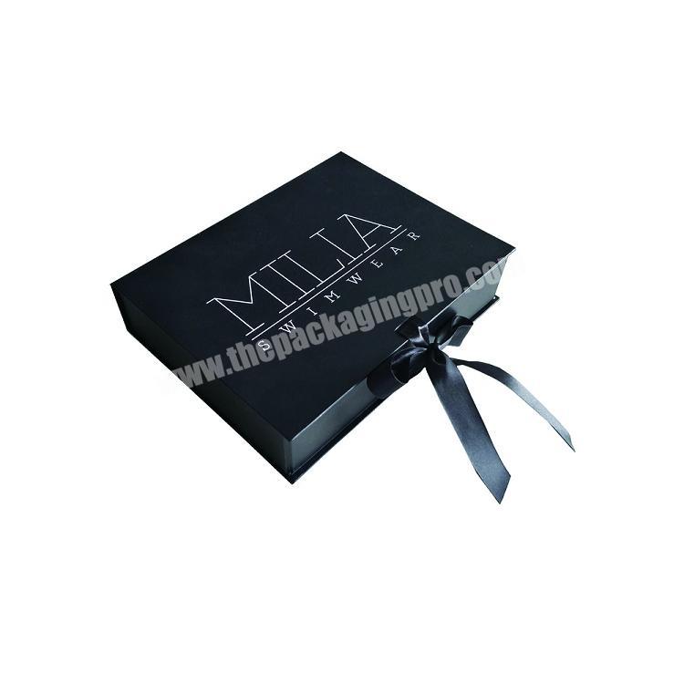 Black Folding Cardboard Eco Friendly Custom Swimwear Packaging