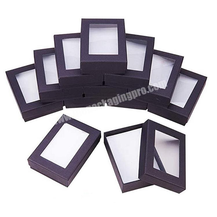 Black Gift Boxes Presentation Box with Padding Birthday Necklace Box Earring Ring Cardboard upper and lower lid box
