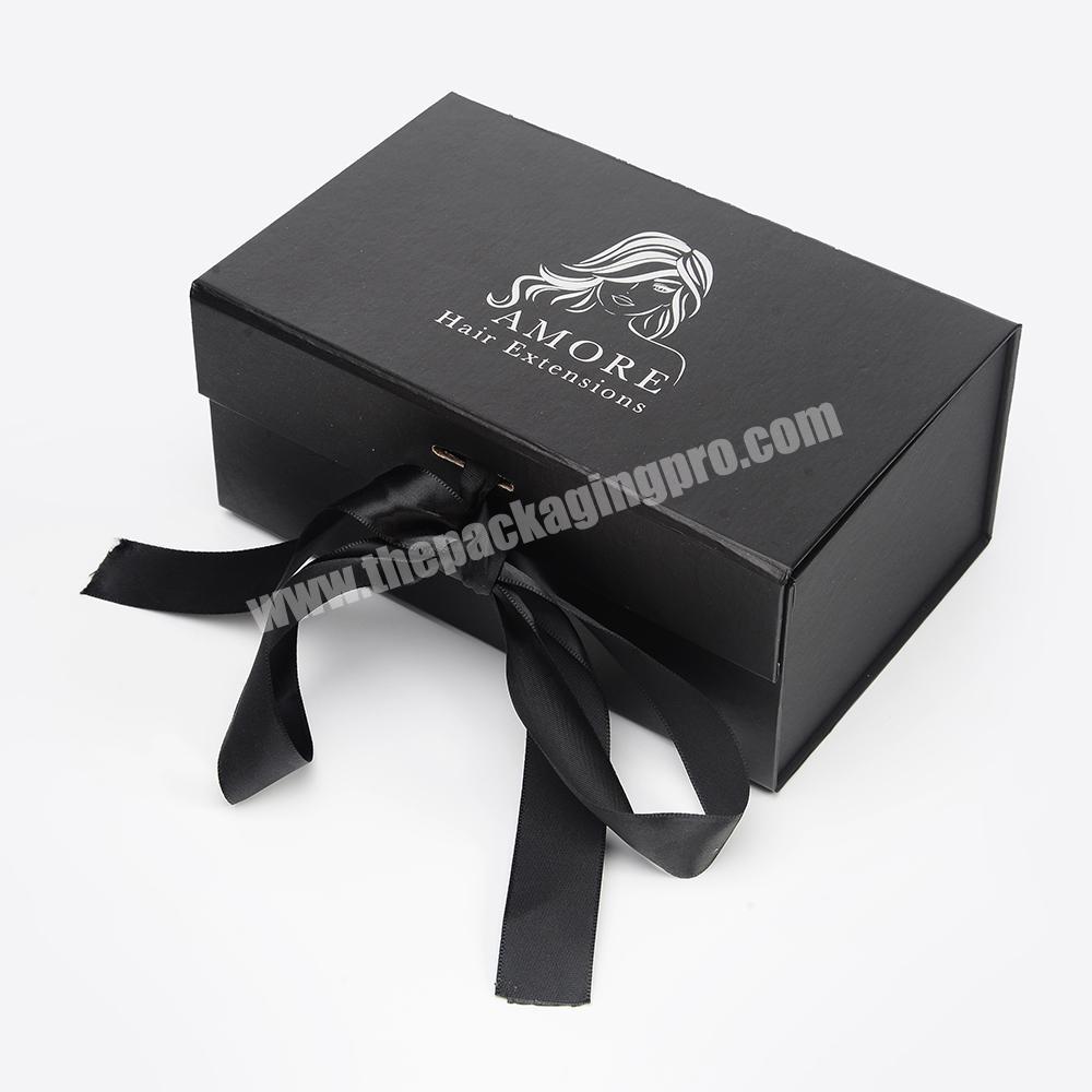 Black gold foil custom magnetic folding boxes with matt lamination