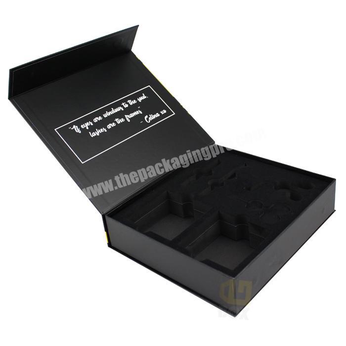 Black Gold Foil Print Hard Cardboard Magnetic Closure Gift Box Wholesale