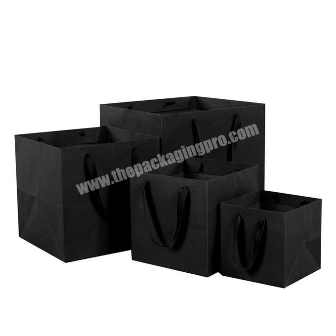 Black High Quality Simple Paper Gift Bag Kraft Paper Bags Wedding Christmas Party Gift Packing Reusable Bags