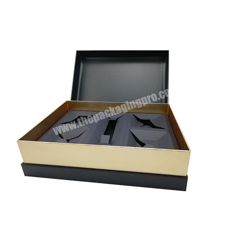Black kraft Luxury Customized Display Foldable Rigid folding black gift wine paper box packaging with bottle