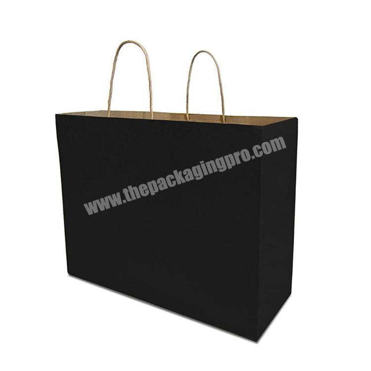 Black Kraft Paper Bags with Reinforced Patch Paper Twist Handles for Parties Restaurant Take-Outs Shopping Retail Gift Bags