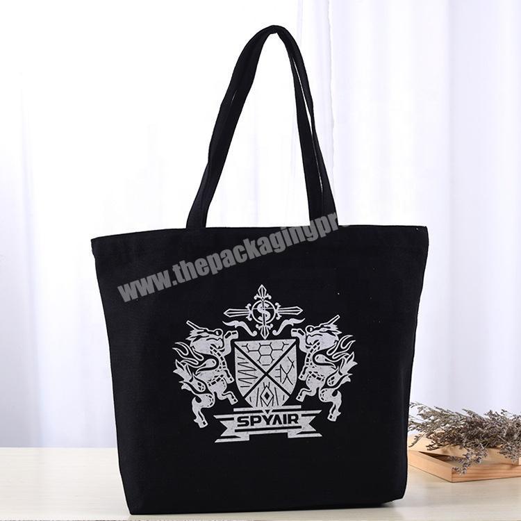 Black large long handle canvas gift advertising shopping handbag