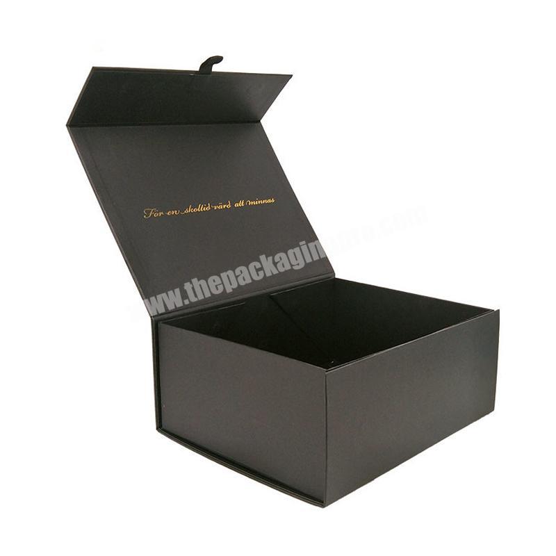 Black Large Luxury Custom Logo Magnetic Closure Foldable Rigid Cardboard Paper Gift Packaging Shoe Box