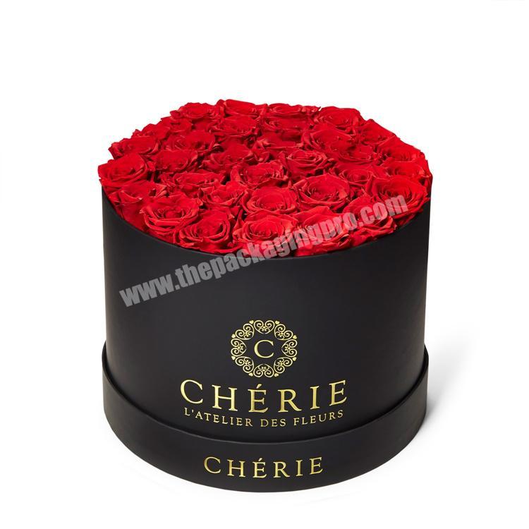 Black Large Round Corrugated Cardboard Paper Natural Luxury Christmas White Flower Bouquet Packaging Gift Box