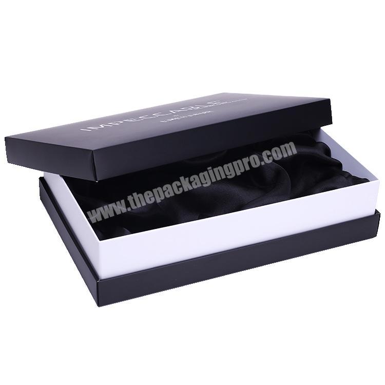 Black lid and base gift box with black satin insert