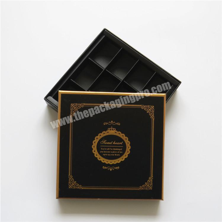 Black  luxury  cardboard paper chocolate gift packaging box with insert