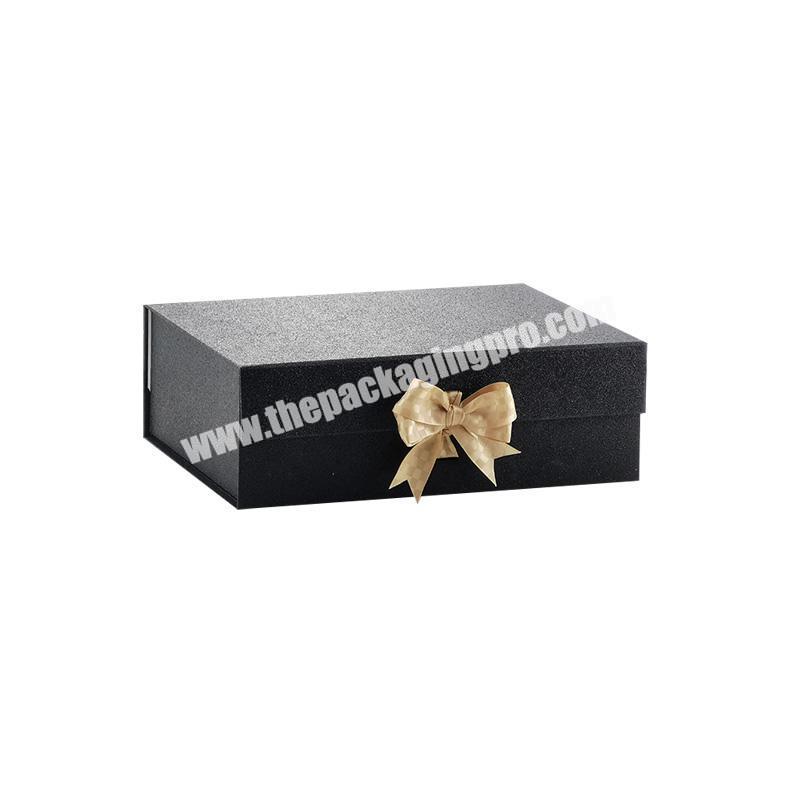 Black luxury high quality customized printing paperboard packing box for present souvenir gift magnetic foldable packaging box