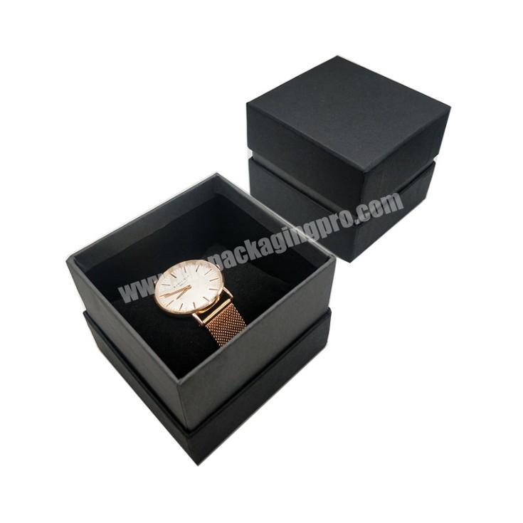 Black Luxury Top-Lid Custom Brand Logo Watch Box Men Watch Display Packaging Box With Foam Insert