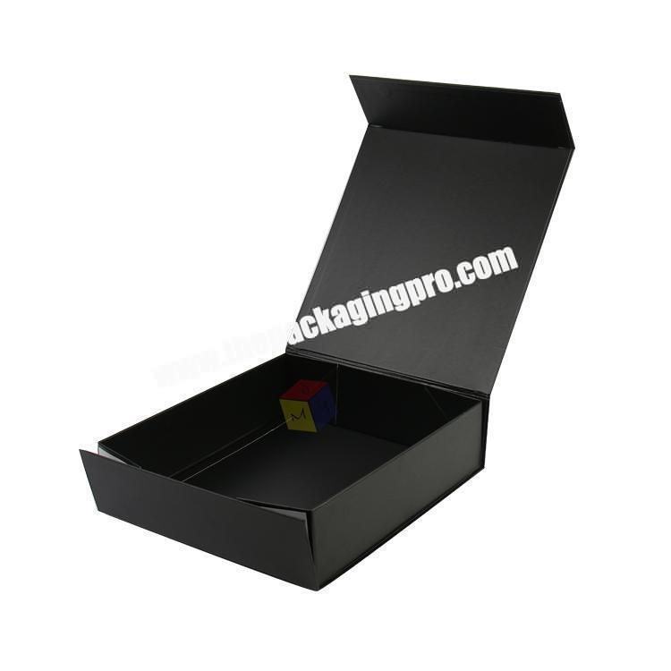 black magnetic folding packing custom cardboard clothes box