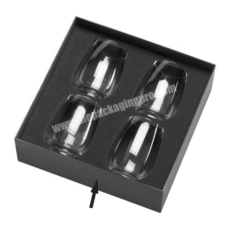 Black Matte Lamination Glassware Wine Glasses Gift Boxes with Lids