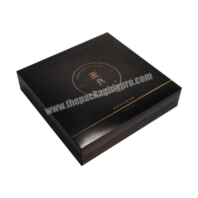 Black Matte Surface Gold Foil Custom Logo Ladies Skincare Gift Packaging Box