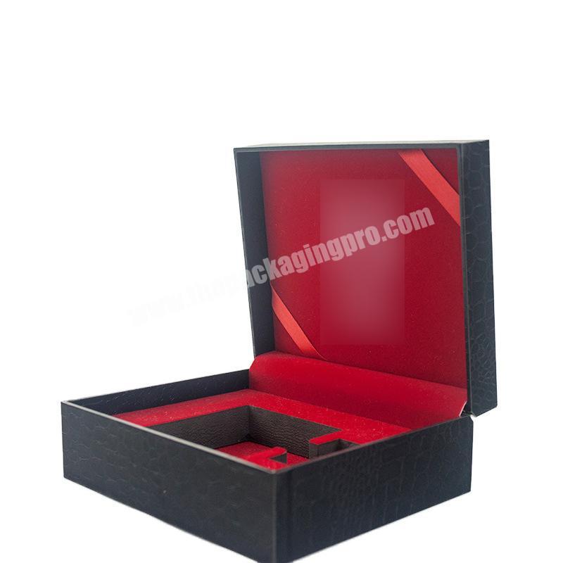 black PU leather custom logo presentation perfume storage packaging box