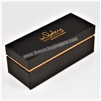 Black Rectangle shoulder luxury cosmetic packaging boxes with logo gold stamping