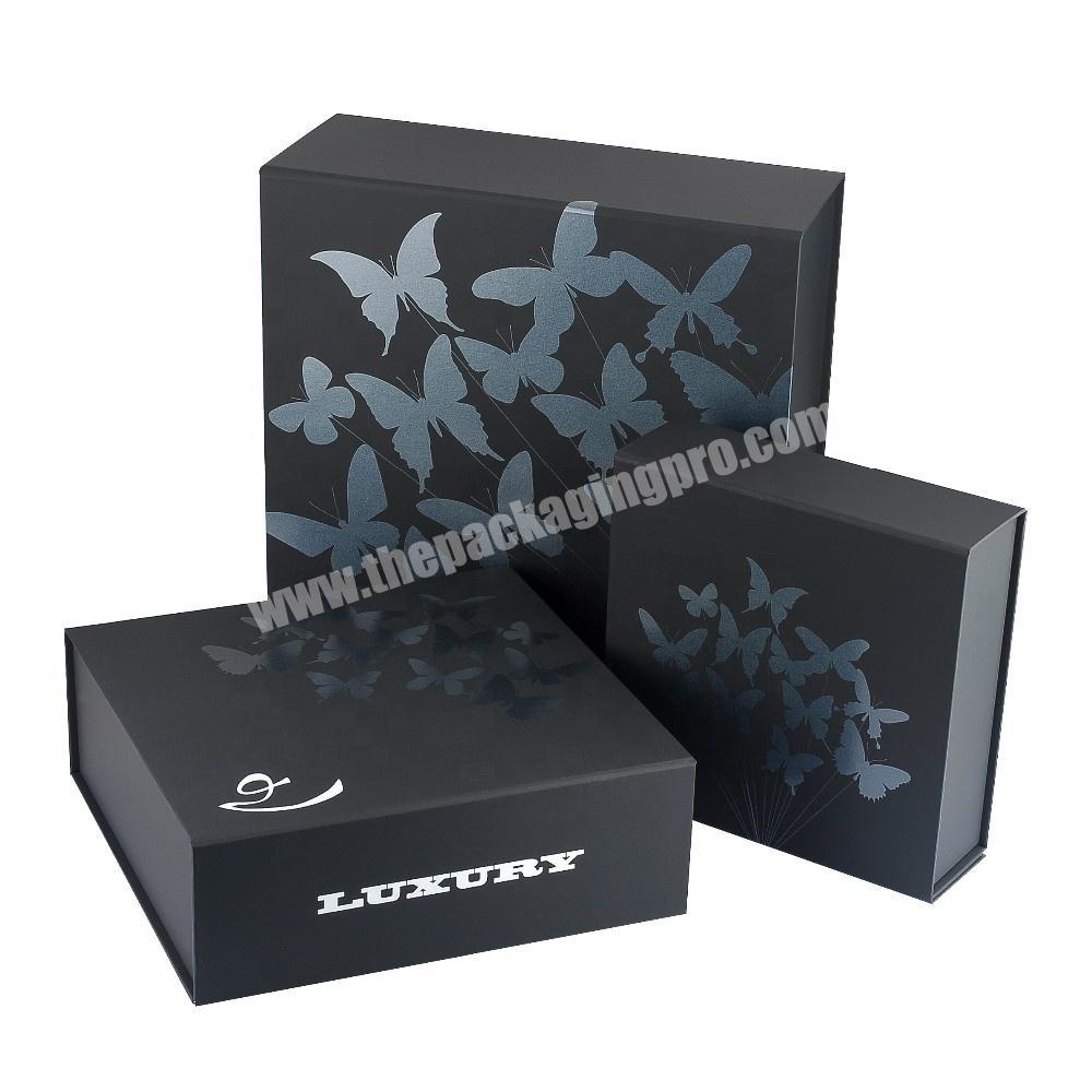Black rigid collapsible box with soft touch cosmetic folding box with matte spot UV in high quality OEM are welcome