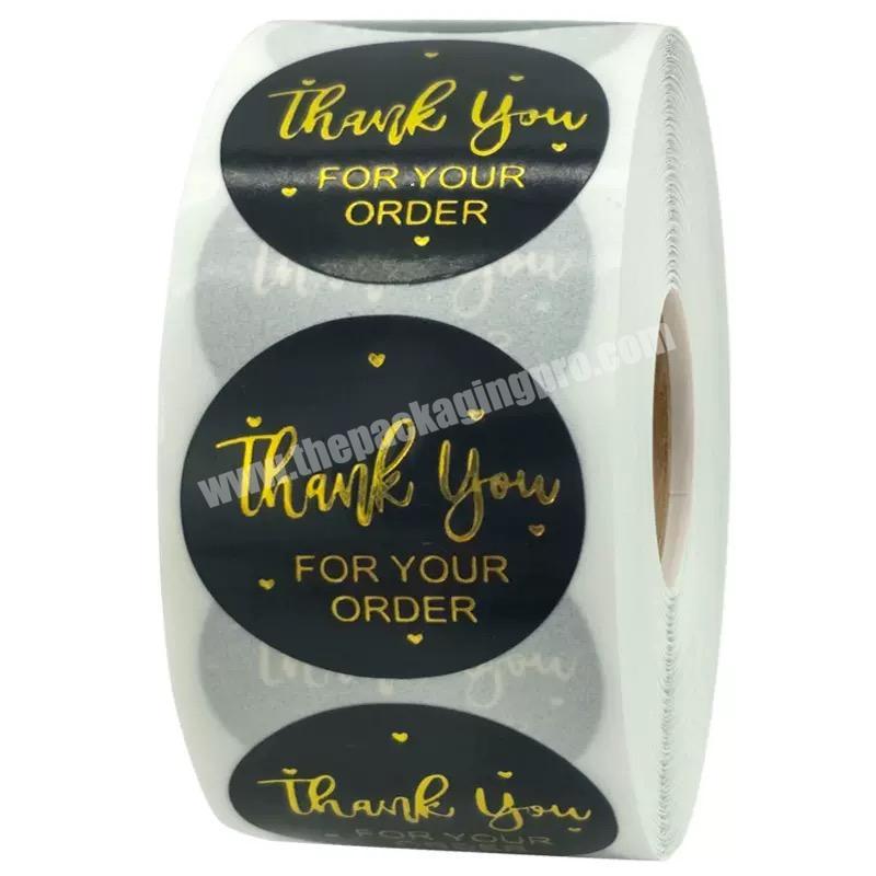 Black round logo gold stamping label sticker for packaging