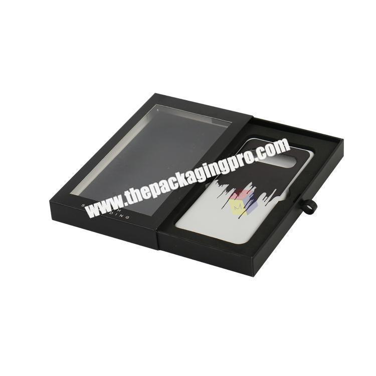 black sliding drawer packaging box for phone case