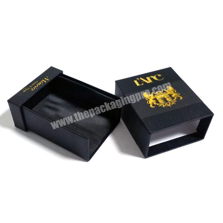 Black sliding drawer paper box with satin inside for perfume