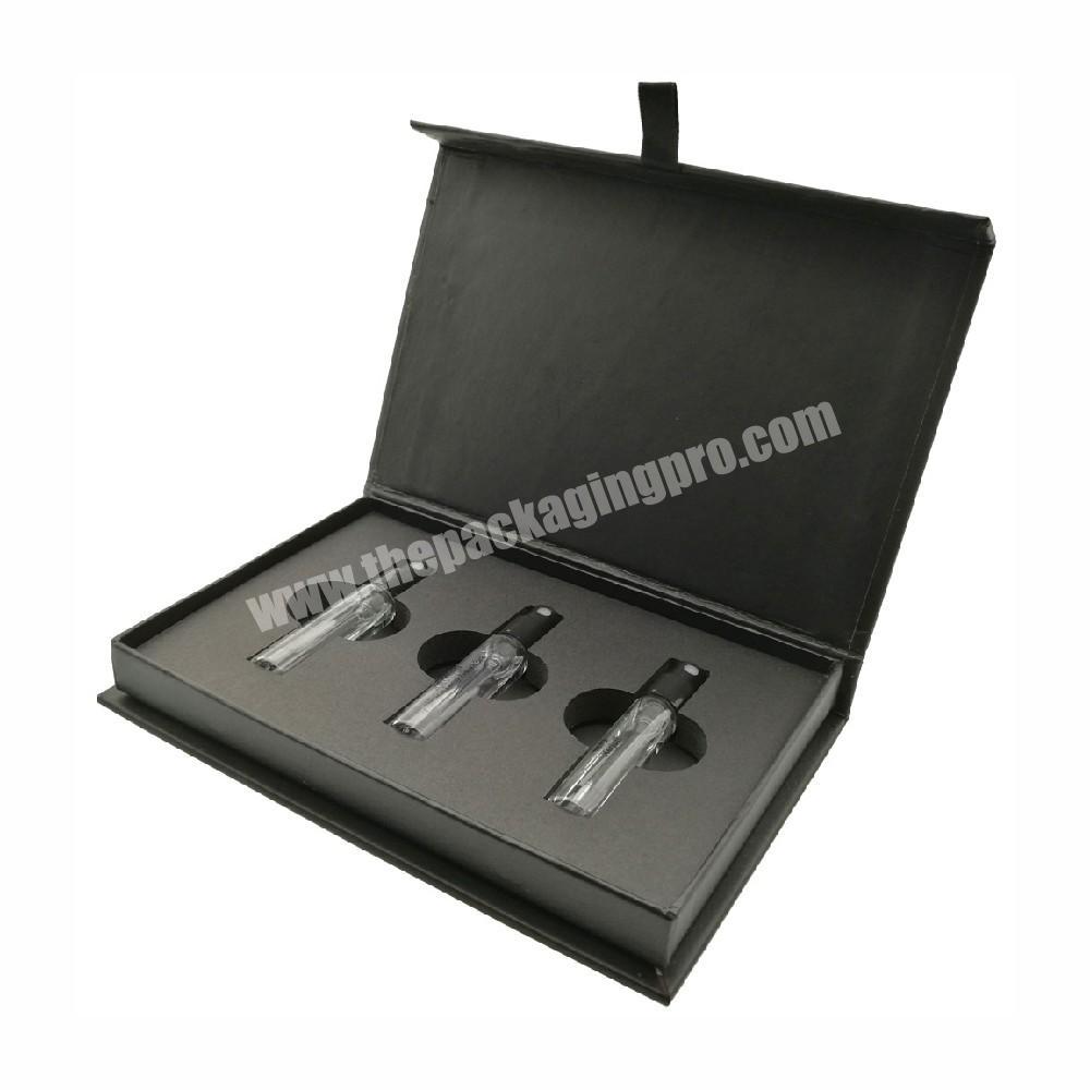 black small perfume box luxury 2ml customize miniature perfume for packaging