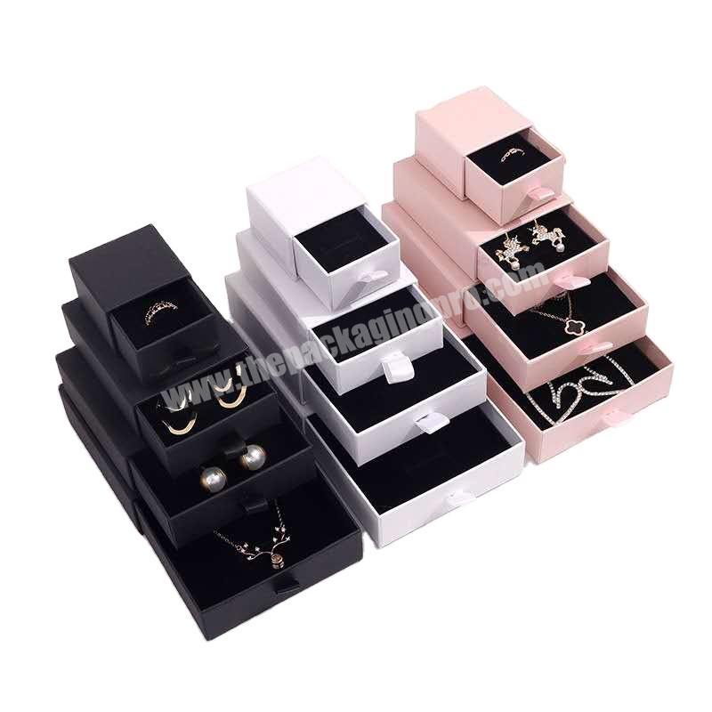 Black White Blue Pink Jewelry Box Earrings Necklace Bracelet Display Gift Drawer Jewelry Packaging Box