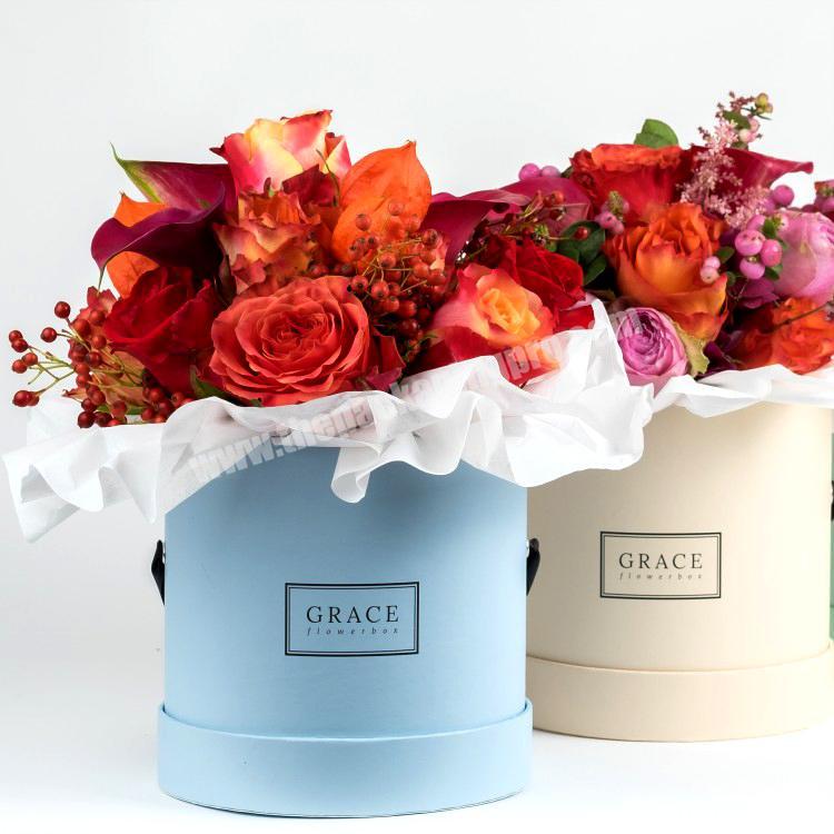 blue and creamy round rose flower packaging box factory in xiamen