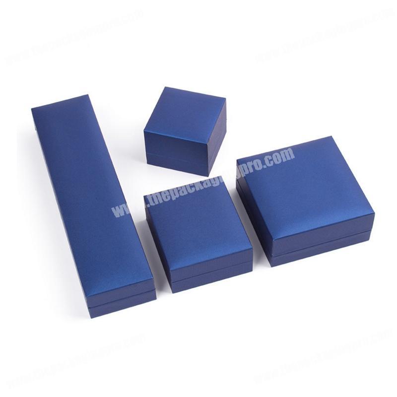 Blue coated paper box custom logo black velvet insert neck lace earrings packaging gift box