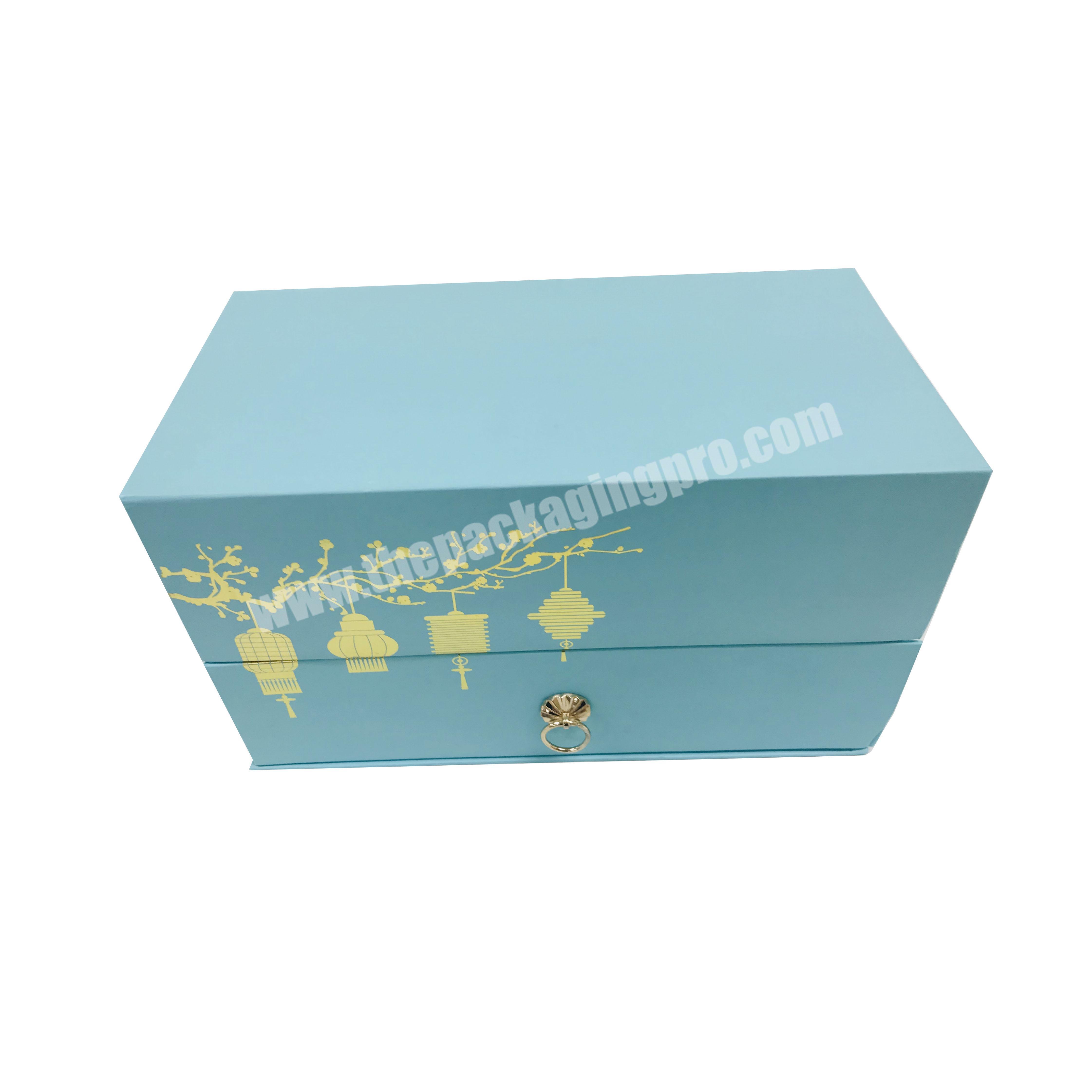 Blue Foldable Paper Box Drawer Type For Wholesale