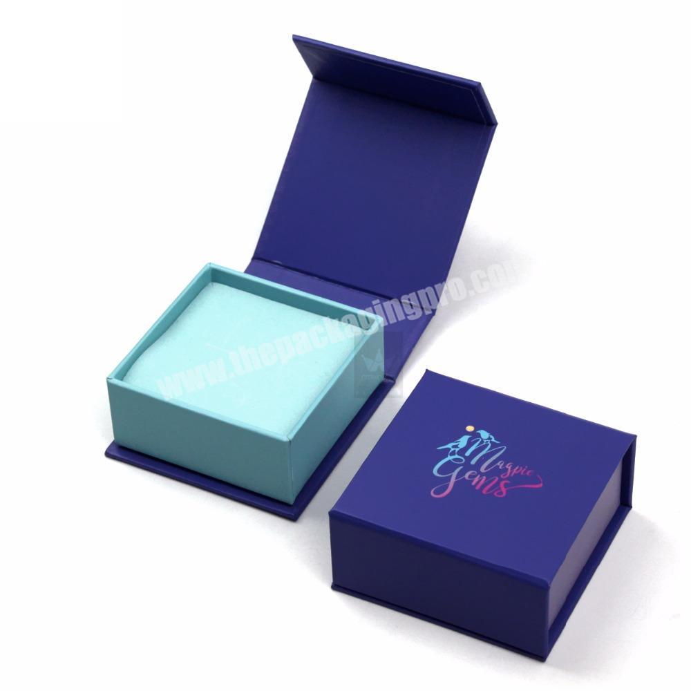 Blue paper jewelry box packaging with lid