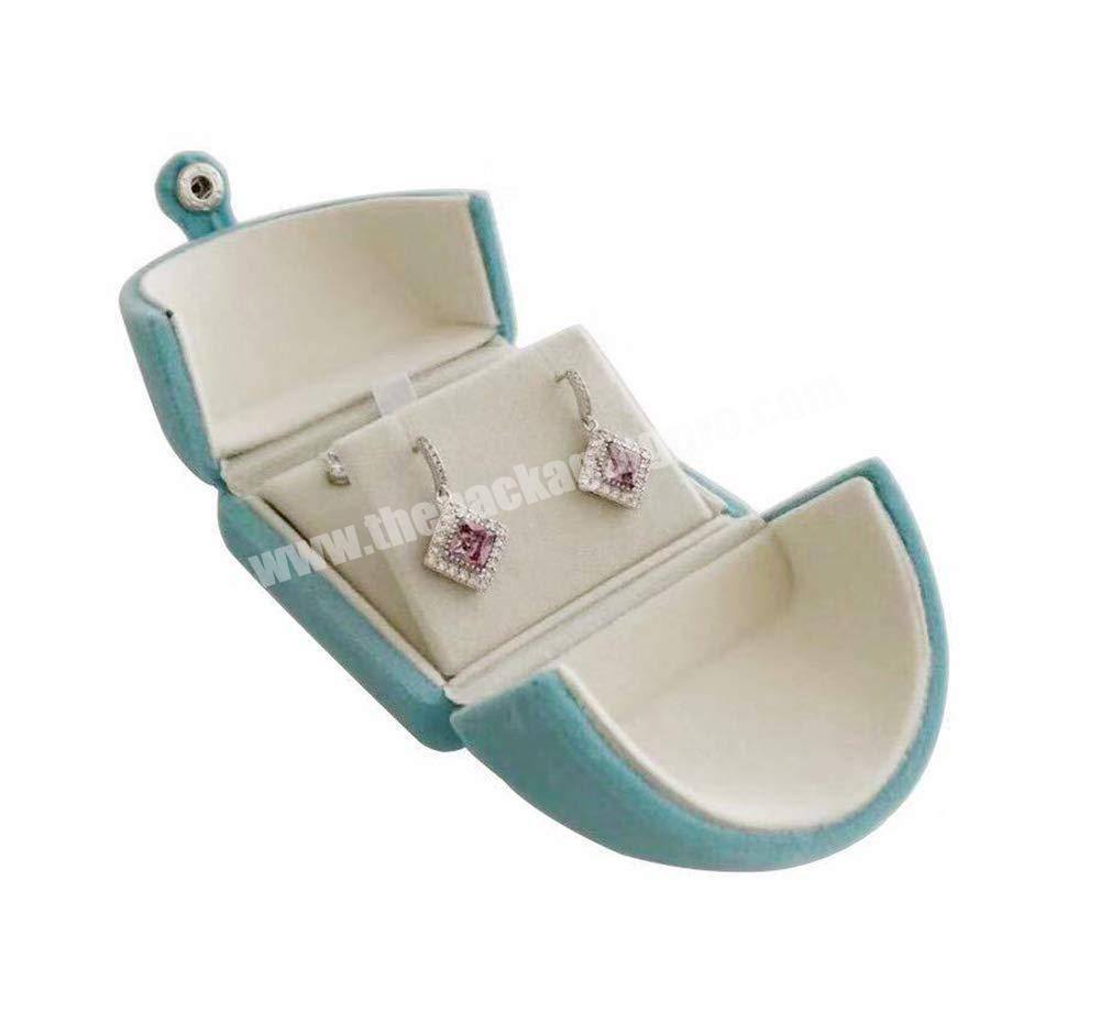 Blue Velvet Jewelry Packaging Box Ring Display Storage Case Wedding Ring Gift Box