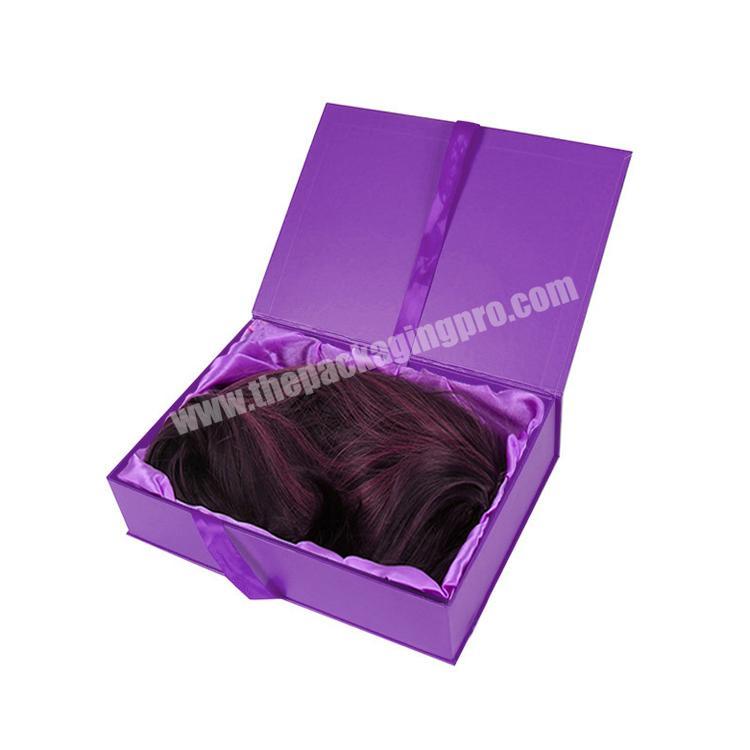 Book shape cardboard box hair extension packaging with ribbon