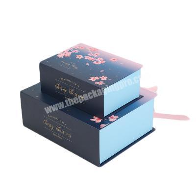 book shape favor gift box with ribbon closure blue