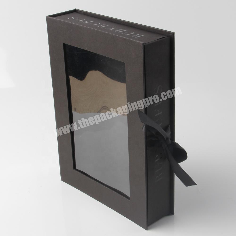 book shape magnetic closure paper packaging gift box with pvc window