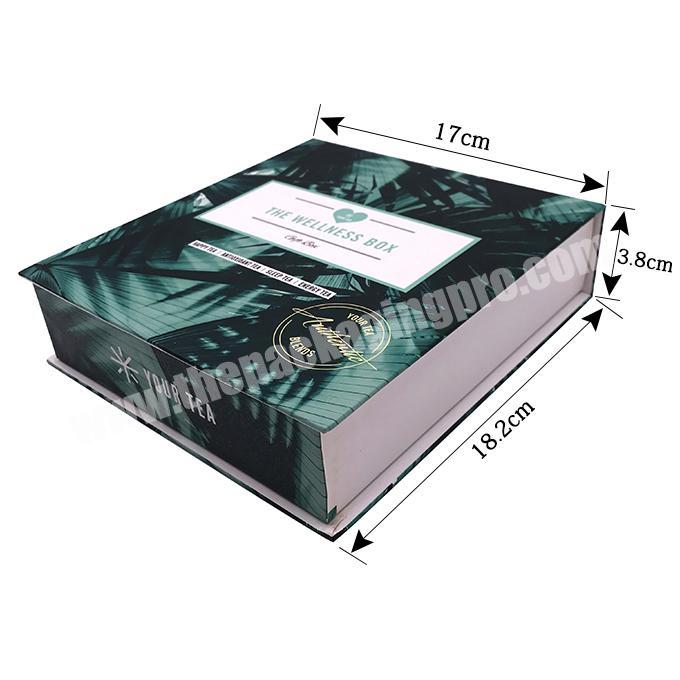 Book shape magnetic custom tea gift box with divider,  package box gift, magnetic box packaging