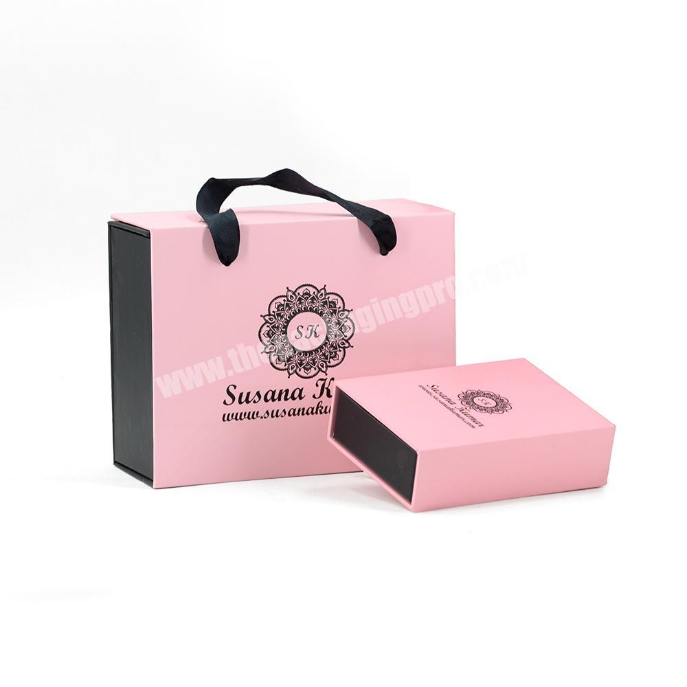 Book Shape Pink Cardboard Magnetic VIP Gift Set Cosmetic Paper Cardboard Packing Box in High Quality and Gifts Set
