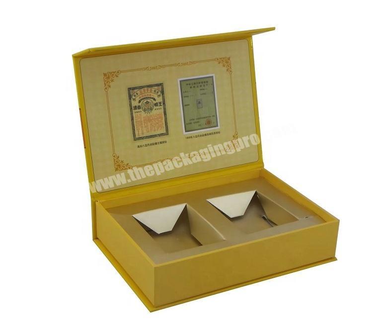 Book Shape Rigid Cardboard Inlay Drug Medicine Packaging Box with Magnet Closure