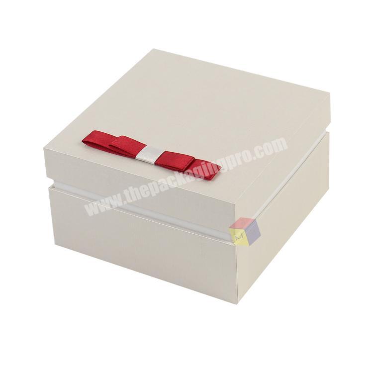 bowknot cream paper premium gift box square with lid