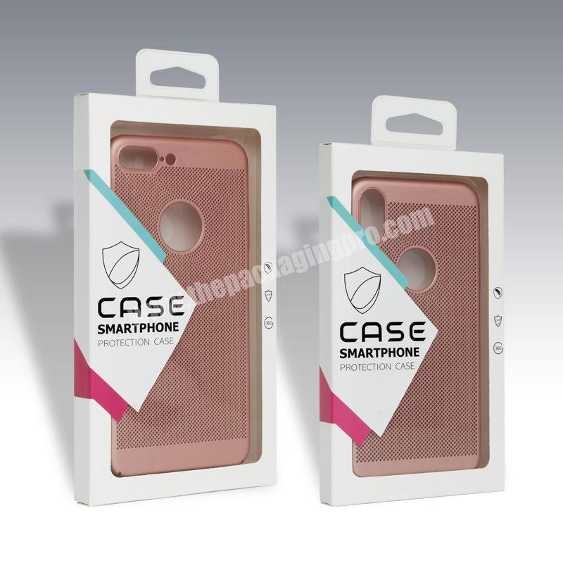 Box supplier cell phone case kraft paper drawer box packaging with window PVC phone case box packaging