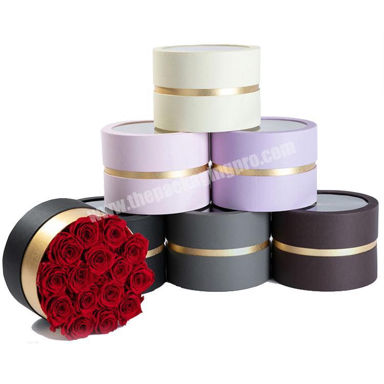 Boxes for roses packaging Paper Mache Round Box with window Wholesale Flower Gift Box