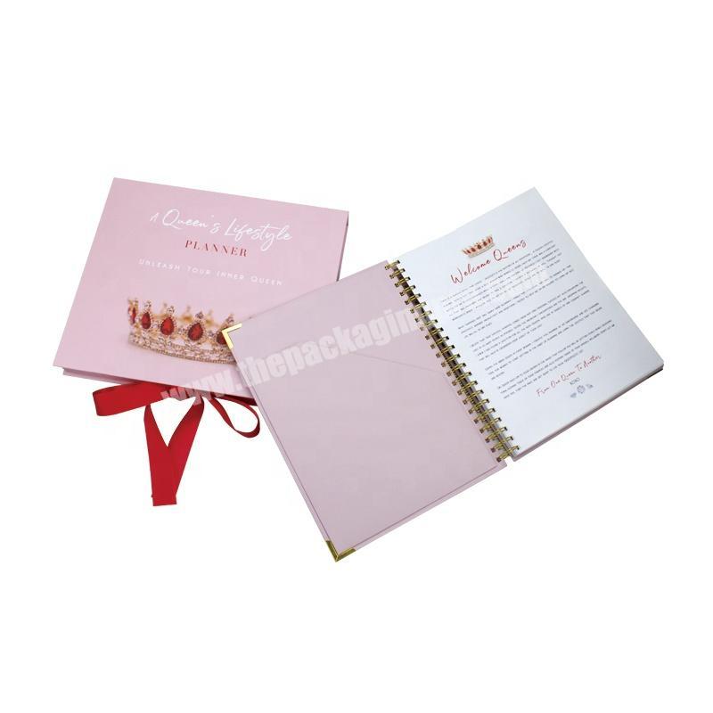 Brand Custom Luxury Hardcover Notebook Spiral Bound With Gold Corner Planner