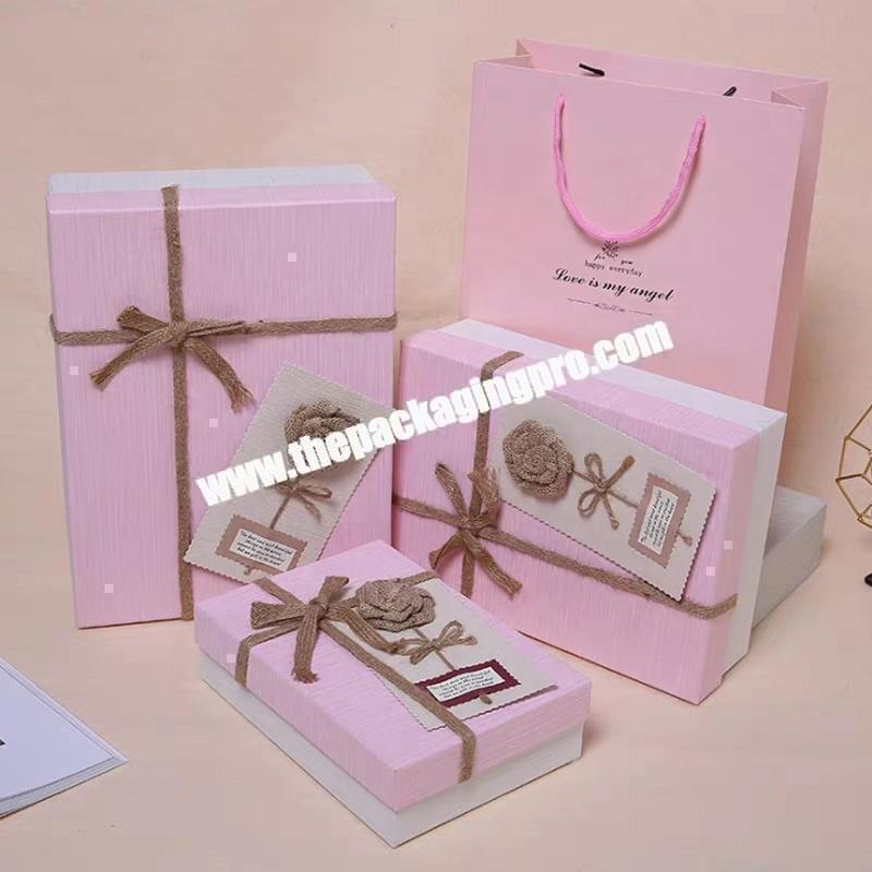 Branded Hard Luxury Paper Cardboard Jewelry Box with Silk Ribbon