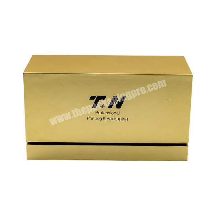 Bright golden paper cardboard luxury gift set gold roses package gold foil paper lip balm perfume display box